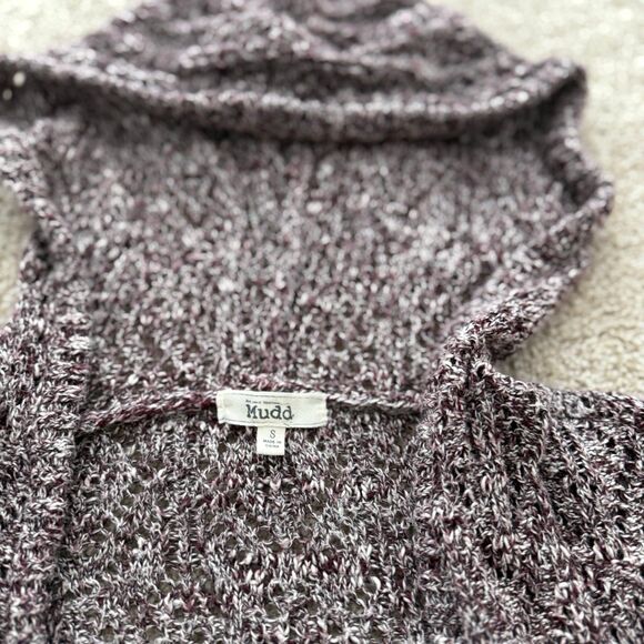 Mudd Junior's Size Small Cardigan Long Sleeve Knitted Maroon Hooded Pockets - Picture 2 of 6